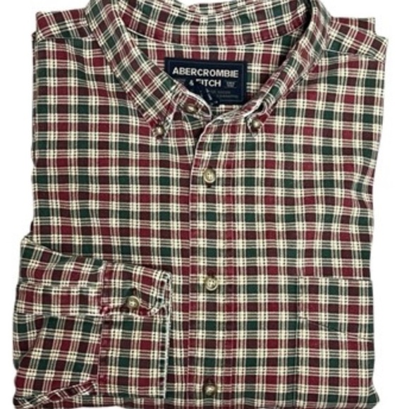 Vtg 70s 80s Abercrombie & Fitch Mens Plaid Shirt Sz Large Flannel Lumberjack - Picture 1 of 8